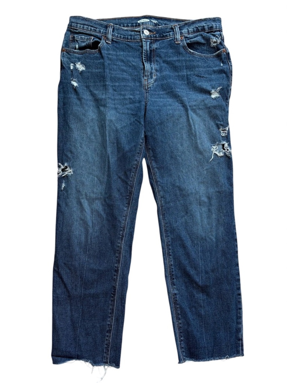 Old Navy Boyfriend Jeans Womens Size 10 Distressed Raw Hem Mid Rise Cropped